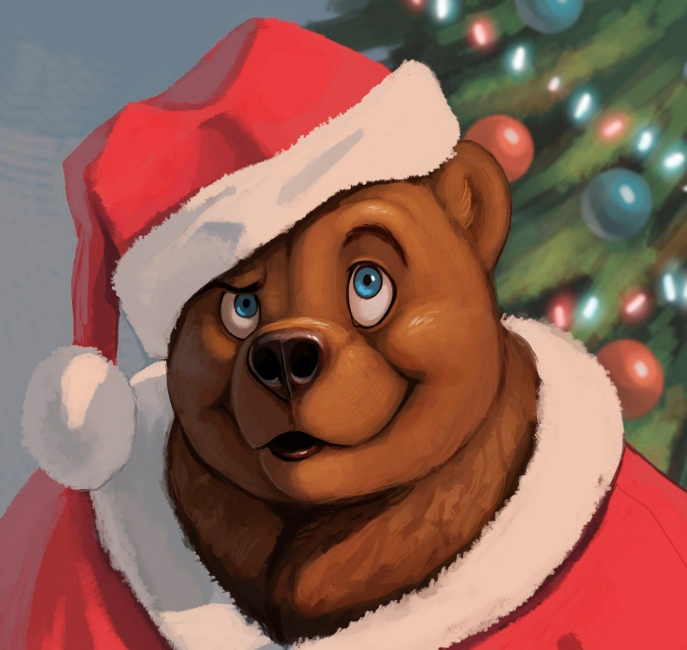 Медведь в новогодней одежде Санта медведь