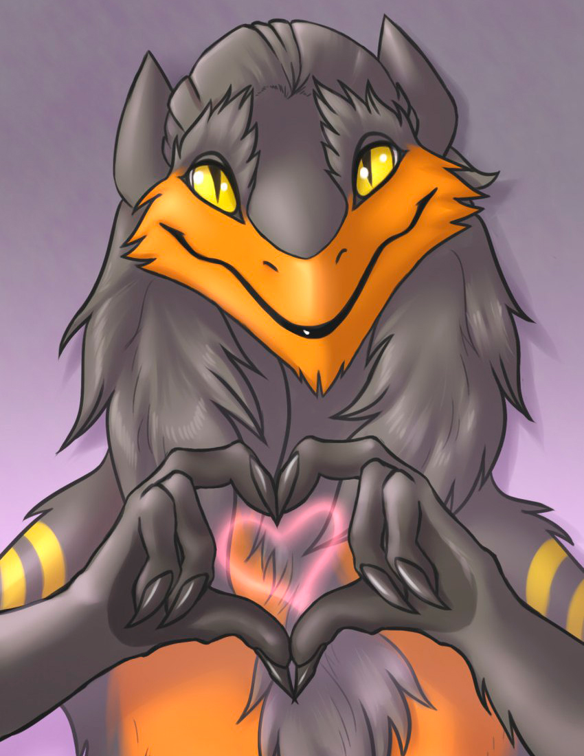 Показывающий розовое сердечко сергальчик Сергал и розовое сердце