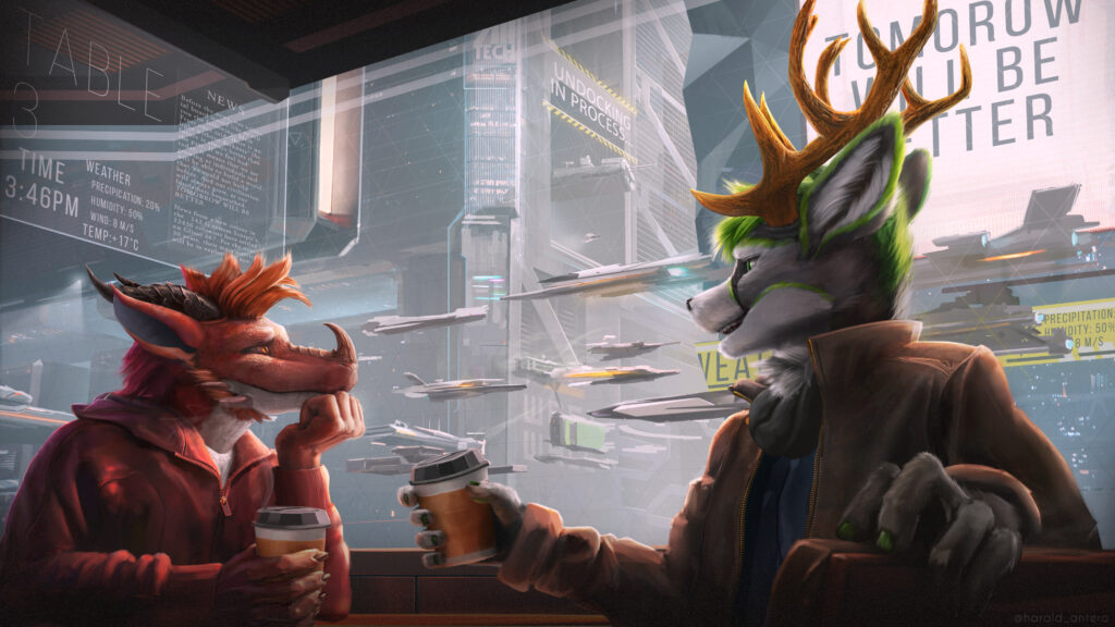 dragon sfw sci-fi sci_fi wings city deer red green ship tech robot coffe cafe horns space_craft space fly hoody jaket