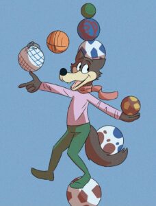 Вучко и его мячи. Автор рисунка: RashidaVixen