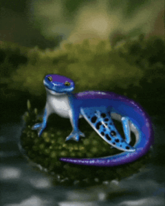 Синяя саламандра с плавниками