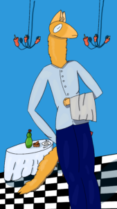 Фото Кейси со сёмок для ресторана.