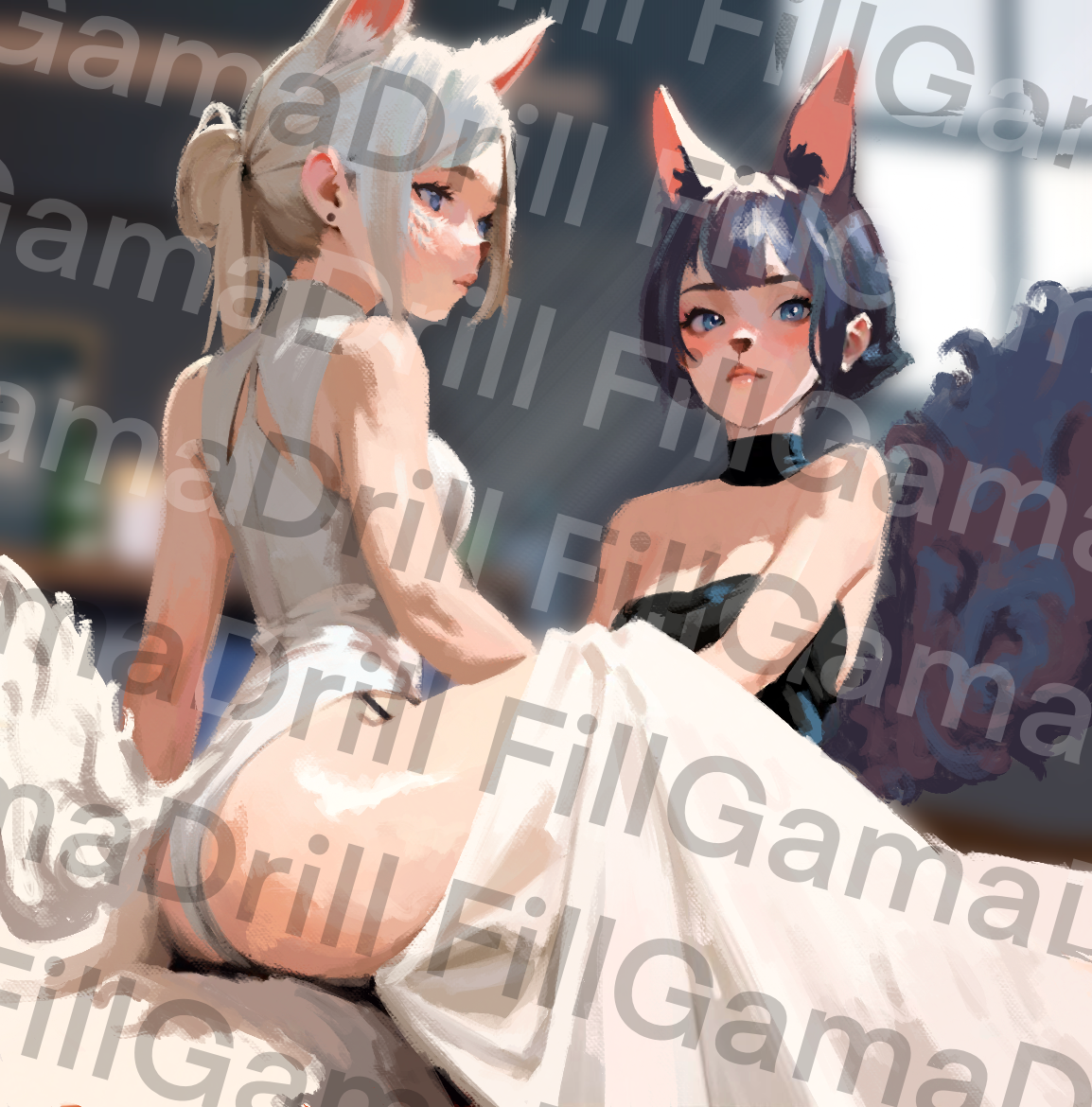 2 девочки с милыми пушистыми ушками