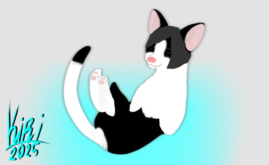 2Д Арт Ферал Женский Кошачий Кот Кошка Фон Простой_Фон