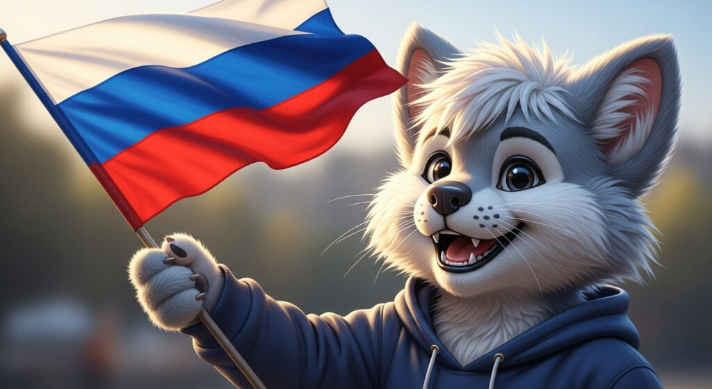 фурри машет флагом