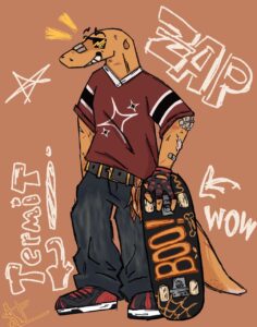 Фурри ящер на скейте