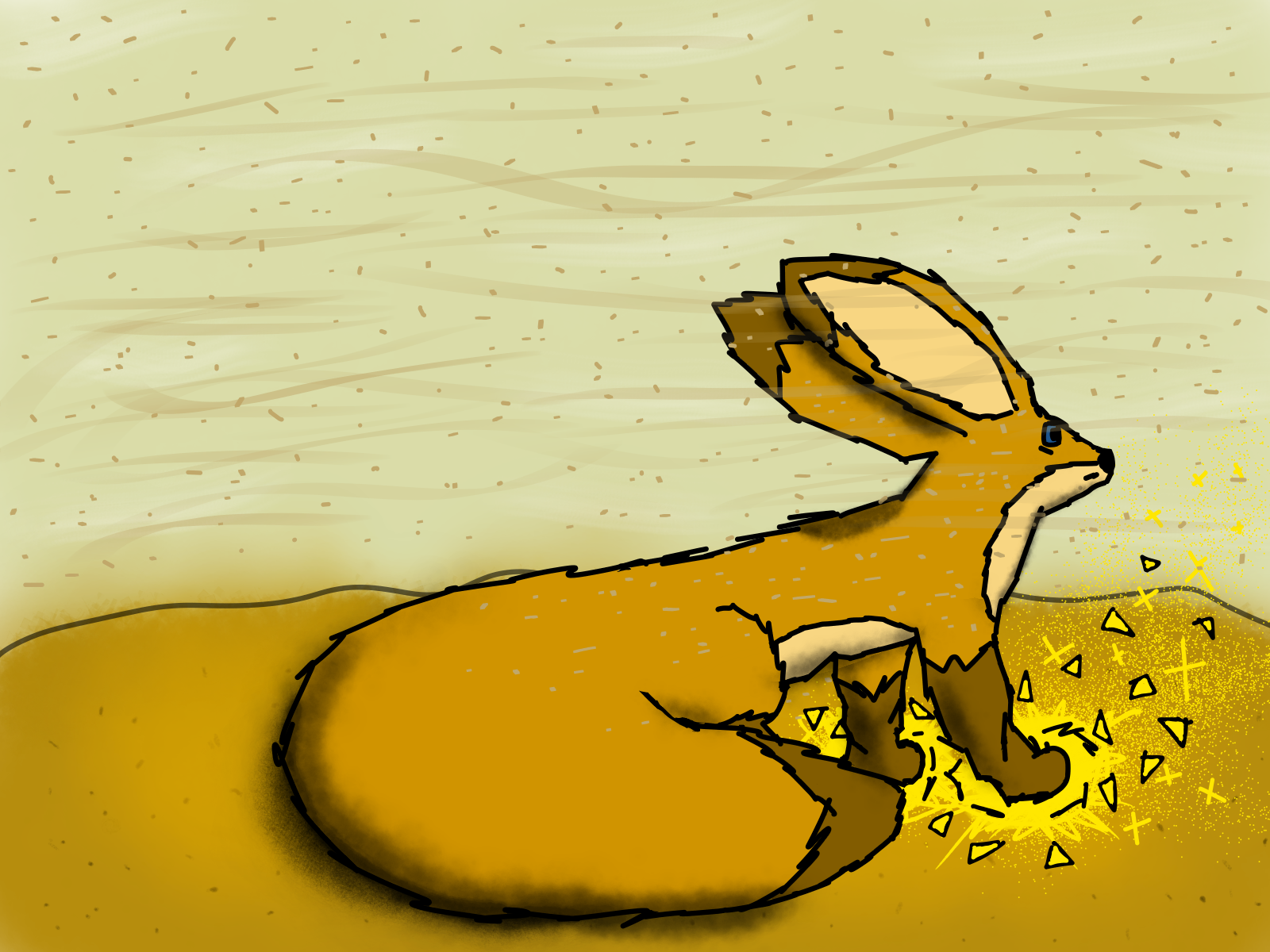 Голодная охота Жана в пустыне