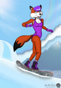 Фиона Фокс катается на сноуборде